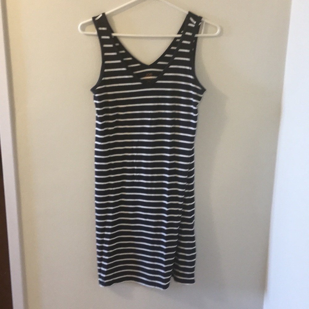 Navy and white striped dress